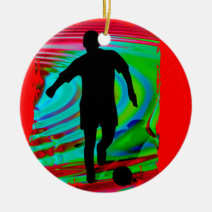 Ornement En Céramique Footballeur et arc-en-ciel de radical