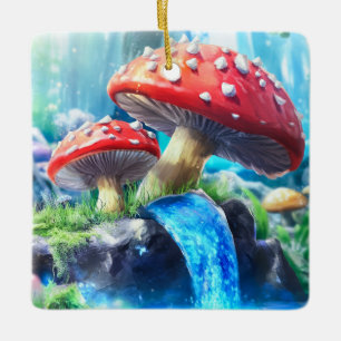 Ornement En Céramique Forêt de Champignons