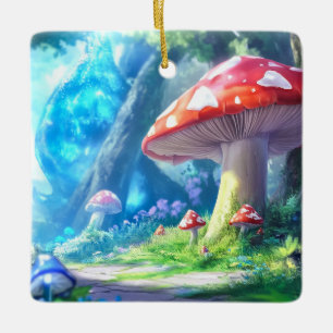 Ornement En Céramique Forêt de Champignons