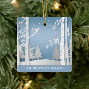 Ornement En Céramique Forêt d'hiver de Papercut et écureuils