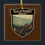Ornement En Céramique Forêt Noire Allemagne Voyage Art Vintage<br><div class="desc">Forêt Noire dans un style d'art vectoriel. La Forêt-Noire est une région montagneuse du sud-ouest de l'Allemagne,  à la frontière avec la France.</div>