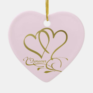 Ornement En Céramique Forever Hearts Gold éditable couleurs arrière - pl