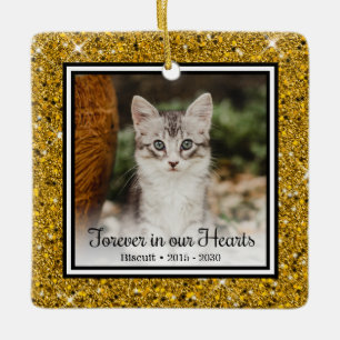Ornement En Céramique Forever In Our Hearts Gold Parties scintillant Cat