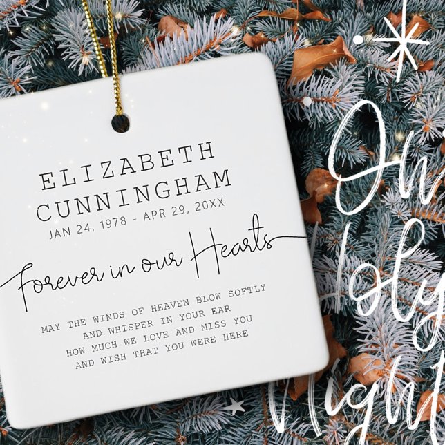 Ornement En Céramique Forever In Our Hearts Memorial Simple Citation Mod (Créateur téléchargé)