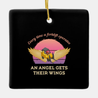 Ornement En Céramique Forklift Angel
