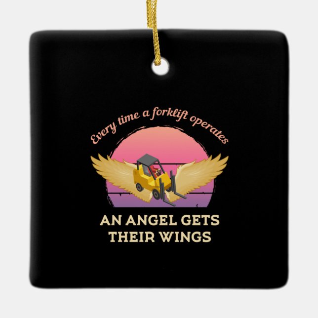 Ornement En Céramique Forklift Angel (Devant)