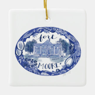 Ornement En Céramique Fort Moore Riverside Chinoiserie Christmas Ornamen