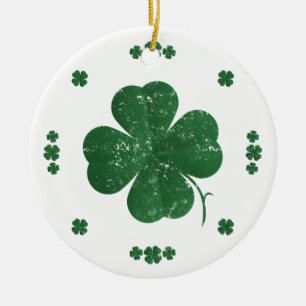 Ornement En Céramique Four Leaf Clovers - style vintage