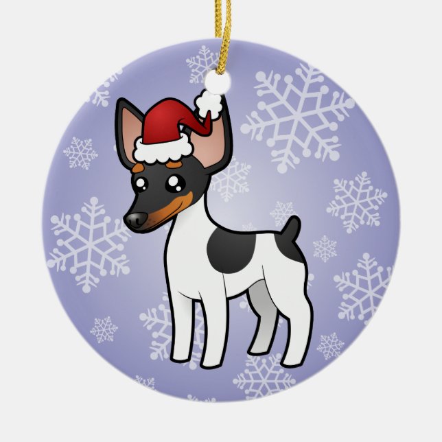Ornement En Céramique Fox Terrier de Rat terrier/jouet de Noël (Devant)