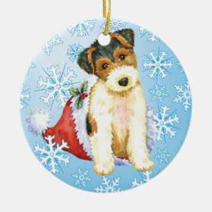 Ornement En Céramique Fox Terrier heureux de fil de Howliday