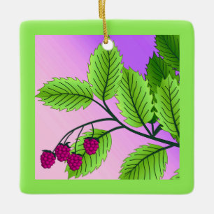 Ornement En Céramique Framboises sur une branche