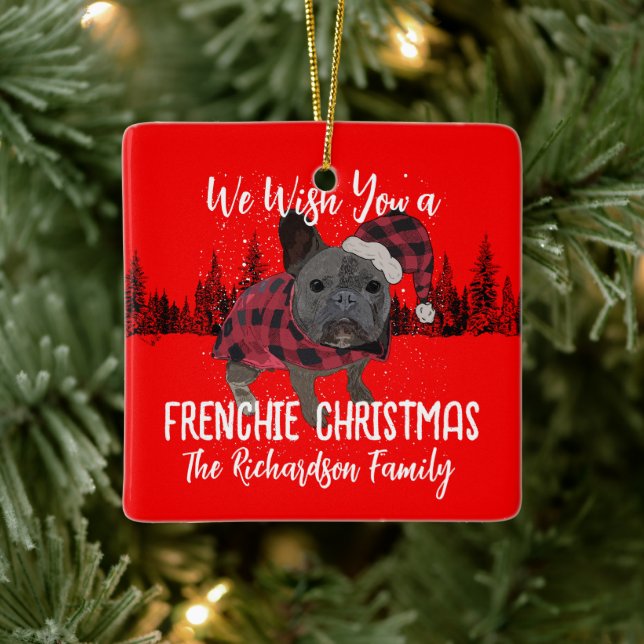 Ornement En Céramique French Bulldog Noël Chien personnalisé Frenchie (Arbre)