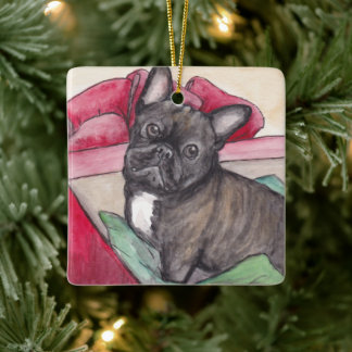 Ornement En Céramique French Bulldog Present Dog Art Ornament
