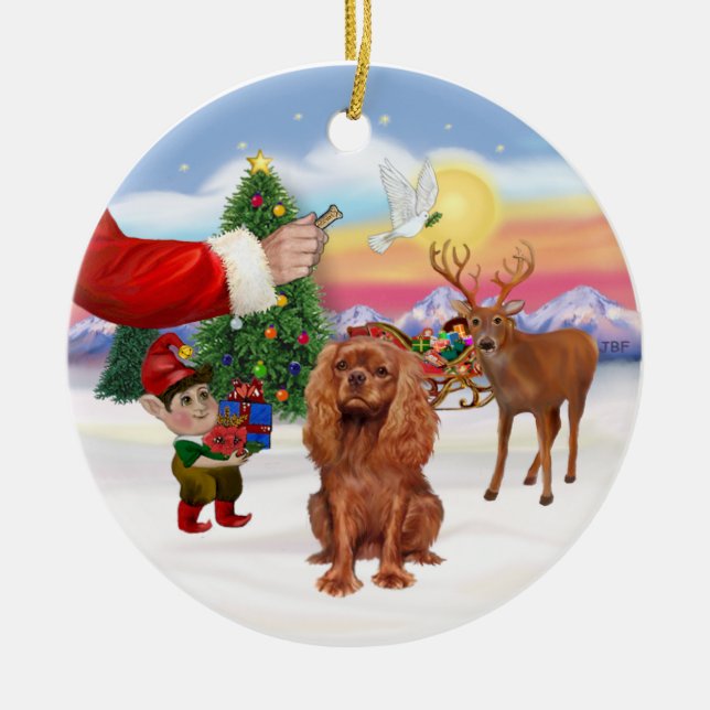 Ornement En Céramique Friandise pour un Cavalier King Charles Spaniel ru (Devant)