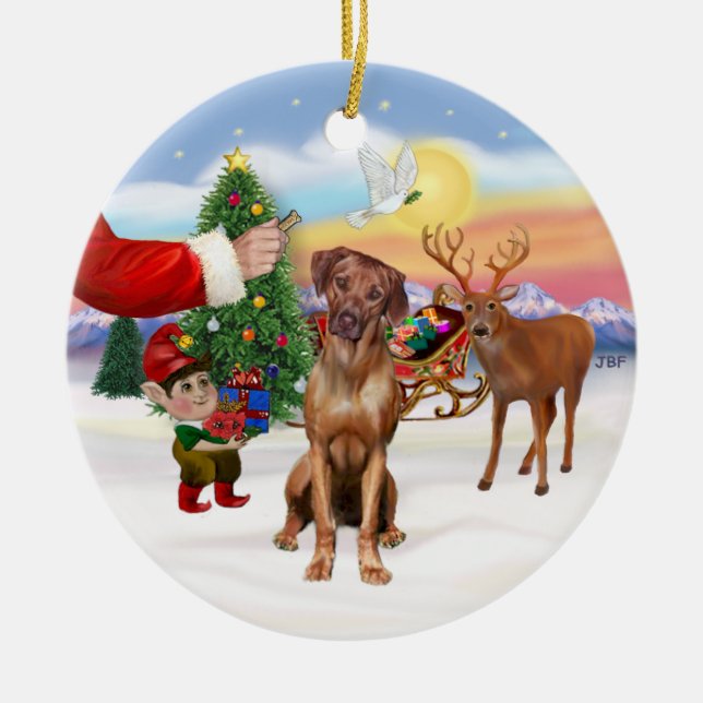 Ornement En Céramique Friandise pour un Rhodesian Ridgeback (Devant)