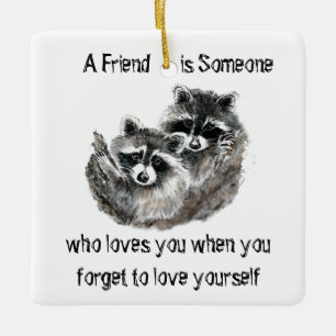 Ornement En Céramique Friend Loves You Cute Raccoons Citation T-Shirt Po