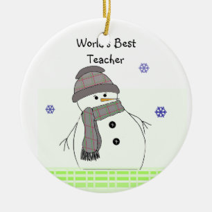 Ornement En Céramique Frosty Snowman World's BestTeacher