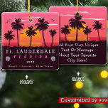 Ornement En Céramique Ft Lauderdale Florida Retro Sunset Palm Tree 1980<br><div class="desc">Fort Lauderdale Florida Vintage 60s Souvenirs. Fort Lauderdale Beach Florida - Retro Tropical Palm Tree 60s Souvenirs design Vintage fait un grand cadeau de Noël ou d'anniversaire pour les fans de Fort Lauderdale. Le design rétro de l'ambiance estivale est un cadeau parfait pour les amateurs de voyage et de destination...</div>