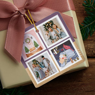 Ornement En Céramique Fun Festive Noël Famille Photos Postage Timbres
