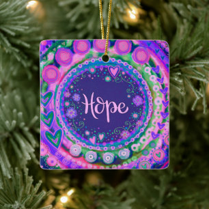 Ornement En Céramique Fun Floral Hope Plutôt Purple Inspirivity