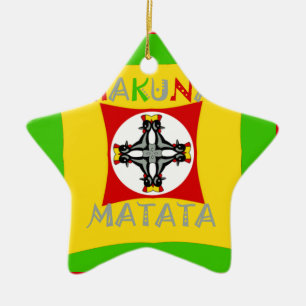 Ornement En Céramique Fun Rasta couleur rouge or vert