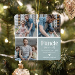 Ornement En Céramique Funcle 3 Photo Collage Définition Jolie Noël<br><div class="desc">Mignons Funcle ornement de Noël. Cadeaux parfaits pour un ONCLE AMUSANT ! Il vous suffit de télécharger 3 de vos photos préférées,  de customiser la définition et de personnaliser en ajoutant des noms.</div>