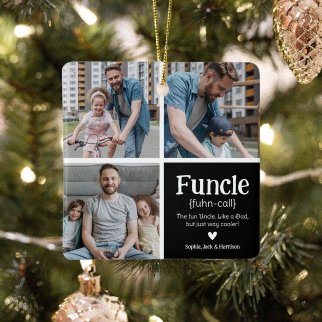 Ornement En Céramique Funcle 3 Photo Collage Définition Jolie Noël (Créateur téléchargé)