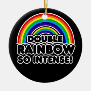 Ornement En Céramique Funky Double Rainbow OMG
