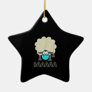 Ornement En Céramique Funny Sheep With Face Mask Sheeple Venin
