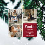 Ornement En Céramique Funtie 3 Photo Collage Définition Jolie Noël C<br><div class="desc">Mignonne fête de Noël Ornement. Cadeaux parfaits pour une AUNTIE AMUSANTE ! Il vous suffit de télécharger 3 de vos photos préférées,  de customiser la définition et de personnaliser en ajoutant des noms.</div>