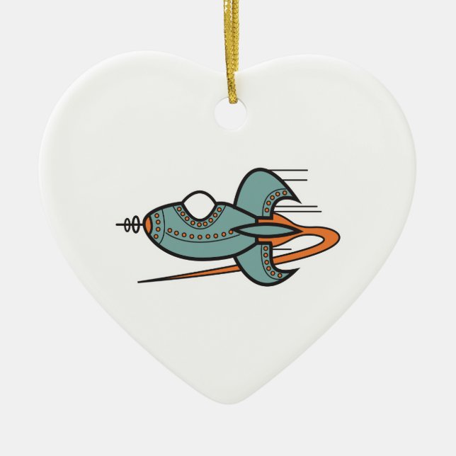 Ornement En Céramique fusée rétro (Devant)