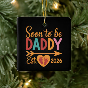 Ornement En Céramique Futur Papa 2026 Annonce de Grossesse en Cours