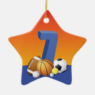 Ornement En Céramique Garçon 7e anniversaire Sports Balls