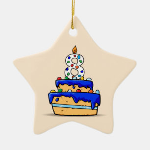 Ornement En Céramique Garçon 8 ans, 8 sur gâteau bleu sucré