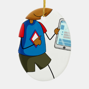 Ornement En Céramique Garçon et comprimé