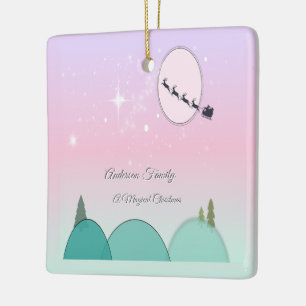 Ornement En Céramique Garde de Noël Pastel sous la Lune Lumineuse
