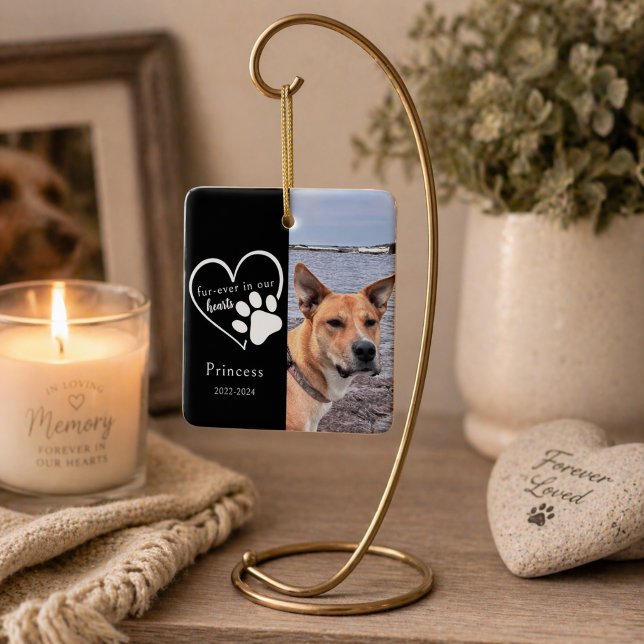 Ornement En Céramique Garde de photo d'empreinte de patte noire et blanc (Créateur téléchargé)