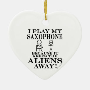 Ornement En Céramique Garde le saxophone parti d'aliens