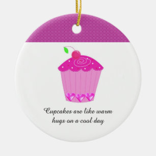 Ornement En Céramique Gâteau Cupcake Cerise avec Citation