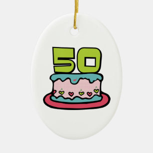 Ornement En Céramique Gâteau d'anniversaire 50 ans