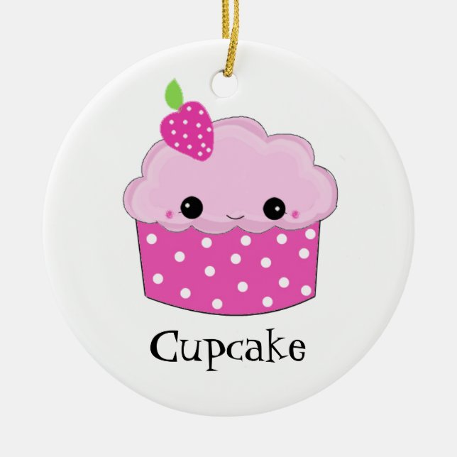 Ornement En Céramique Gâteau Rose avec Visage (Devant)