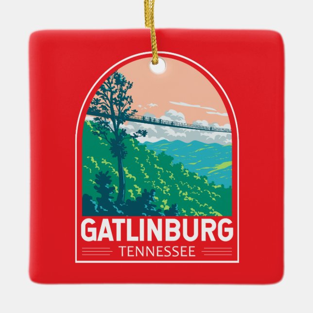 Ornement En Céramique Gatlinburg Tennessee Travel Art Emblem (Devant)