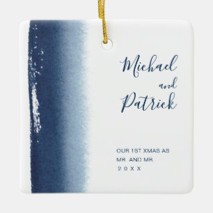 Ornement En Céramique Gay Newlywed Our First Christmas Married