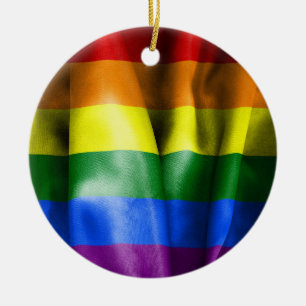 Ornement En Céramique Gay Pride Flag Ceramic Round Christmas Ornament