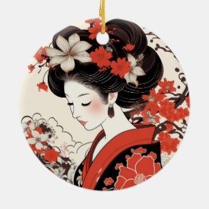 Ornement en céramique Geisha japonais