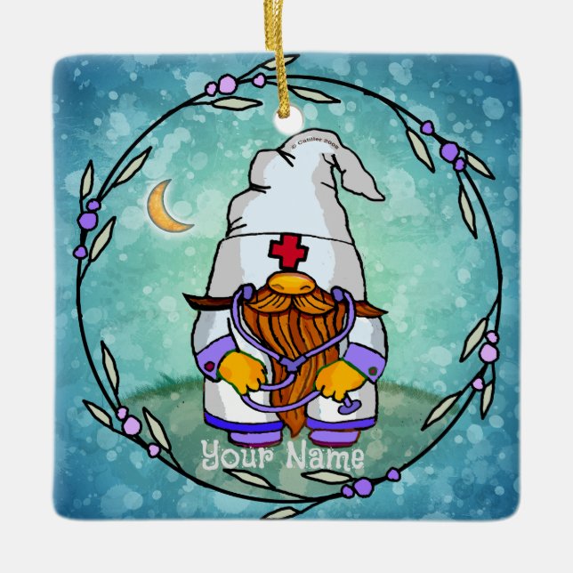 Ornement En Céramique Gène d'infirmière masculine (Devant)