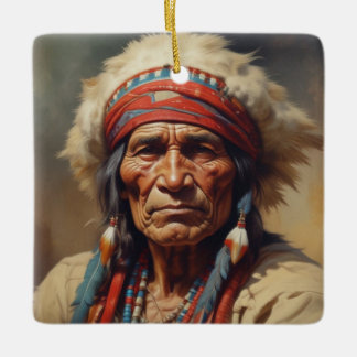 Ornement En Céramique Geronimo Portrait du chef guerrier indien