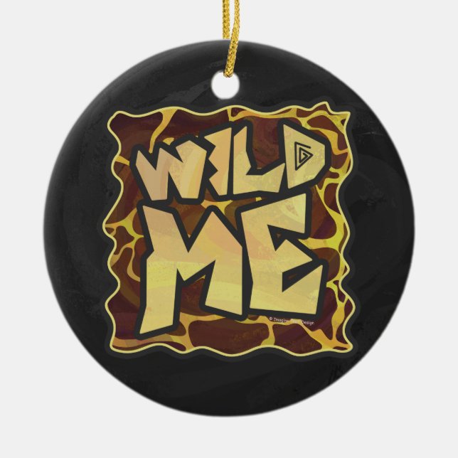 Ornement En Céramique Girafe Brun et Jaune Imprimé (Devant)