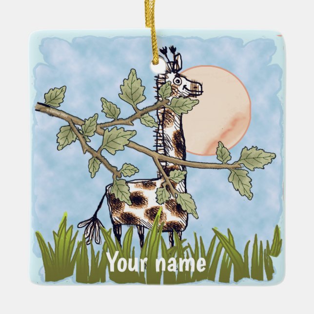 Ornement En Céramique Girafe qui se cache  (Devant)