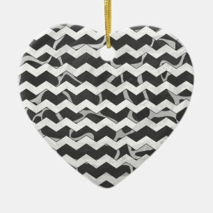Ornement En Céramique Giraffe noir et gris Chevron Motif